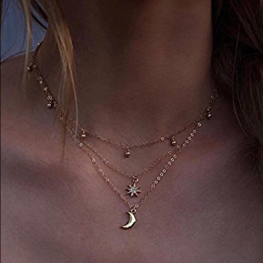 Gold Moon and Star choker